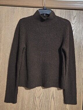 Worthington Chocolate Brown Ribbed Mock Neck Sweater